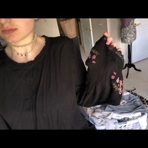 Black bell sleeve blouse